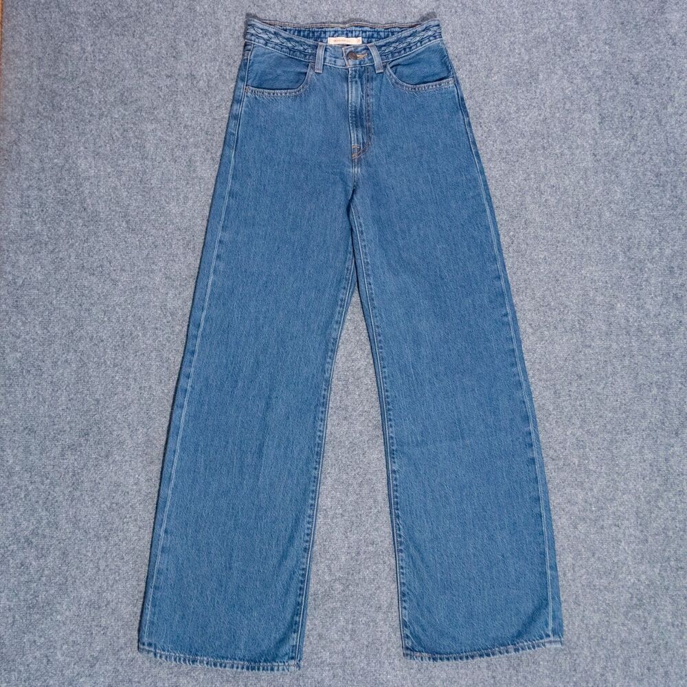Levi's Ribcage Wide Leg Jeans Women's 25 Blue Medium Wash High Rise Denim
